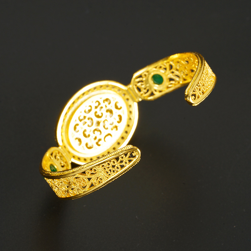 Arenas de oro de Vietnam tallado flores huecas de patrón de viento chino abertura brazalete de diamantes de imitación Yiwu accesorios joyas al por mayor