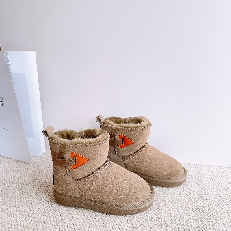 Neue Kinder-Schneestiefel aus echtem Leder, plüschig und warm für Jungen und Mädchen, wasserdichte Mädchenstiefel, Baby_voghion.com