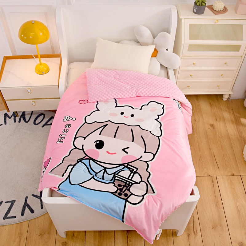 2024 New Removable and Washable Kidsren's Bean Velvet Soybean Winter Quilt Kidsren's Baby Velvet Spring & Fall Quilt Comforter Quilt