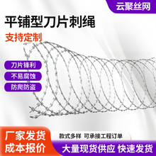 平铺型刀片刺绳围墙防盗防贼网厂区周界看守所监狱热镀锌刀片刺绳