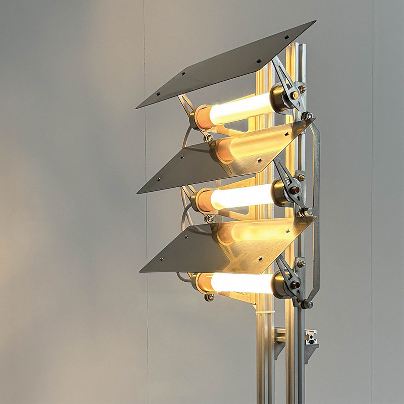 French medieval industrial style designer high-end glacier floor lamp stainless steel atmosphere window floor lamp