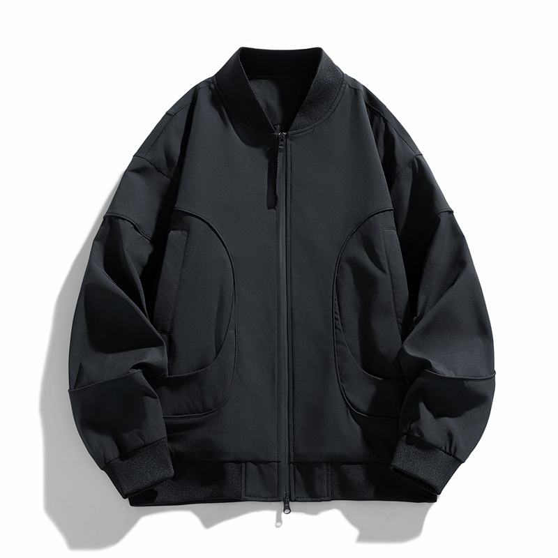 Vintage americano chaqueta de piloto de moda hombre chaqueta de béisbol suelta primavera y otoño gris chaqueta superior chaqueta