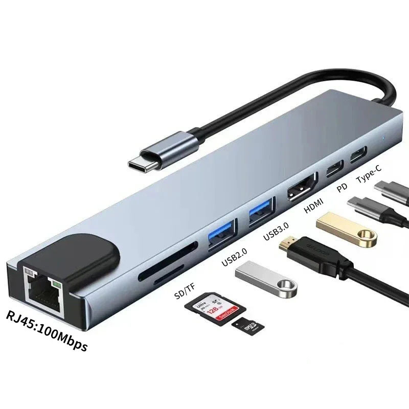 双頭セブンインワン拡張ドック USB3.0 ハブ拡張ドック多機能 TYPE-C ハブ 2 ～ 7 ライン|undefined