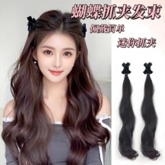 蝶結びエルフ耳クリップウィッグポニーテール女性両側頭頂部プリンセス頭皮クリップダブルポニーテール