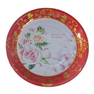 Tinplate Printed Disc Middle East and Africa Border Trade Export Fruit Plate Disc Stall Market Night Market Dinner Plate