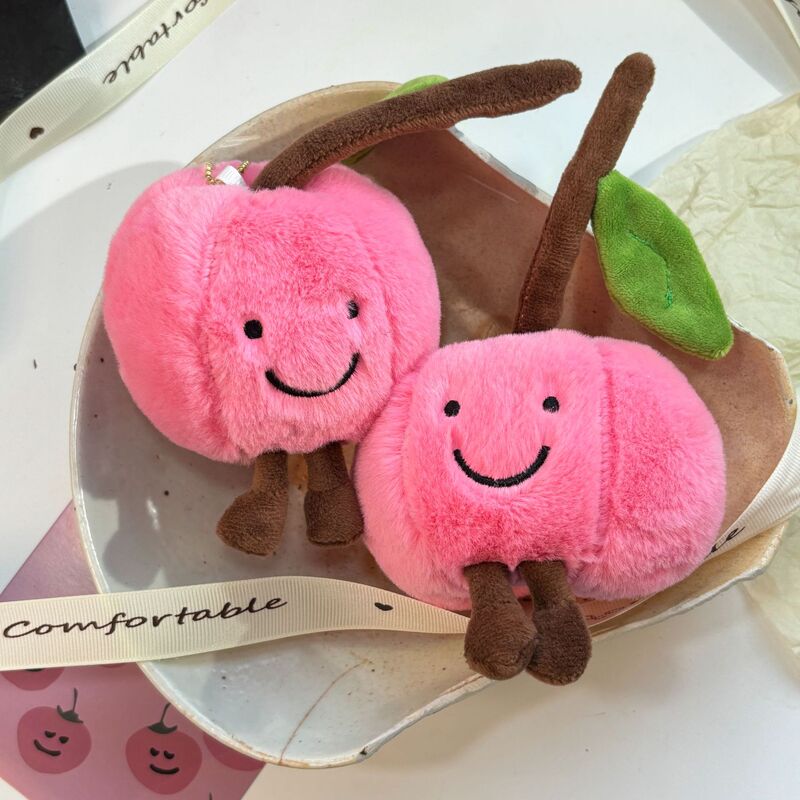 楽しいチェリー超柔らかいかわいいフルーツニッチキーホルダーぬいぐるみ人形ガールハート誕生日ギフト装飾|undefined