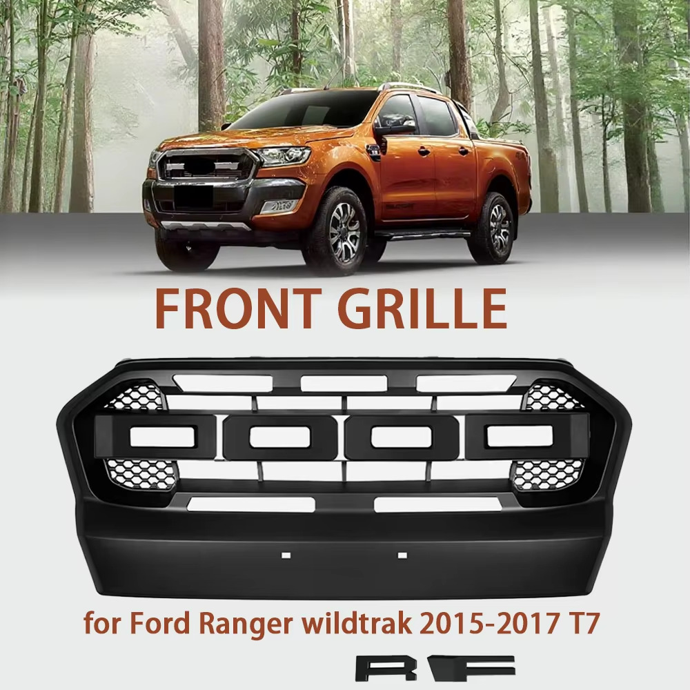Suitable for 2015-2018 Ford Ranger T7 pickup truck front grille with lights, radiator cover, off-road modification parts