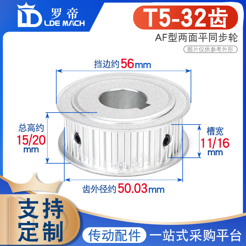 两面平T5-32齿T 同步轮 T532齿 槽宽11/16AF型 同步皮带轮 孔8~40