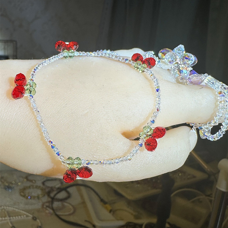 Austria genuine goods crystal jewelry wholesale disco beads flash crystal cherry bracelet pearl aquamarine brave