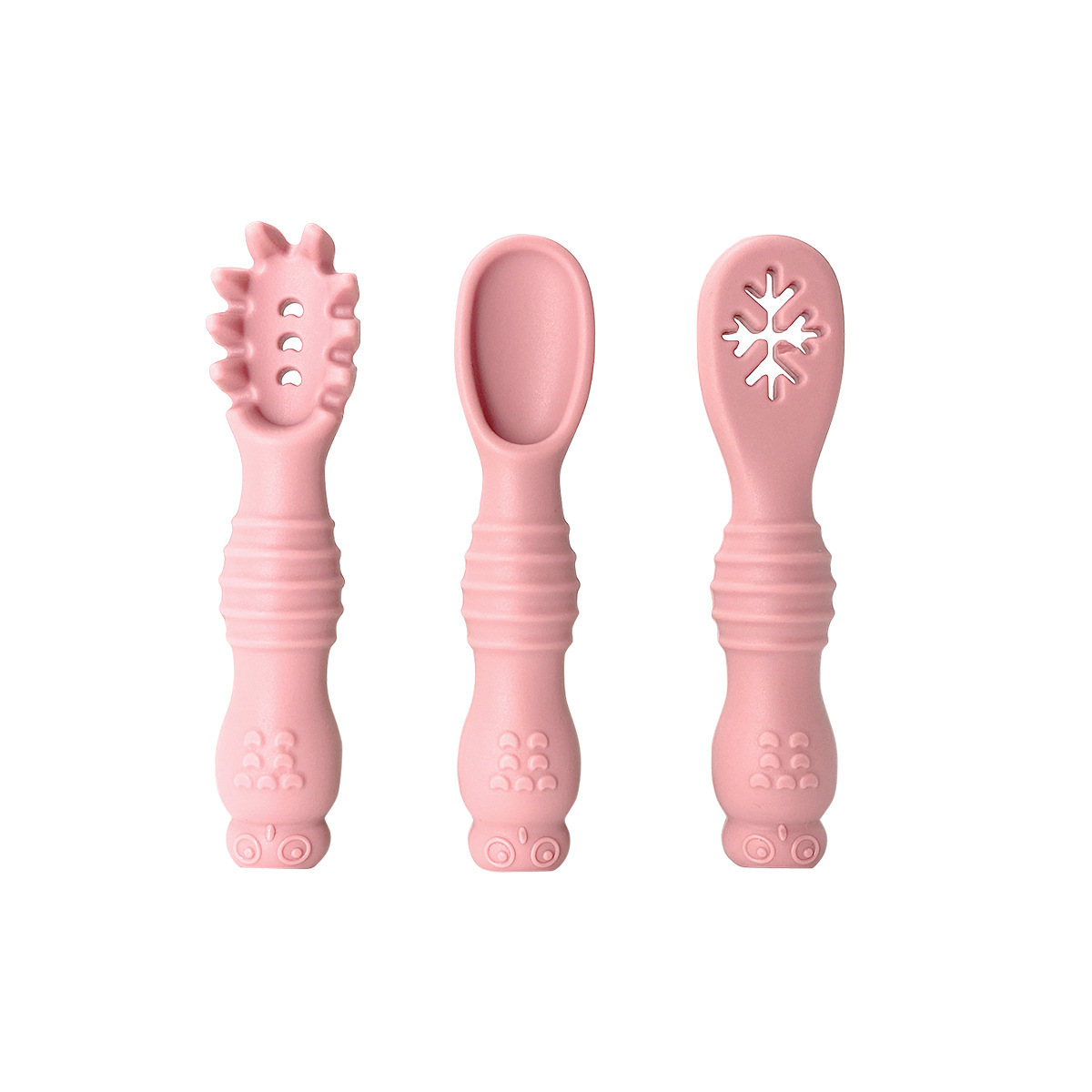 Búho bebé comiendo tenedor cuchara bebé entrenamiento comida complementaria pasta de arroz tenedor cuchara silicona mango largo molar suave tenedor cuchara fábrica