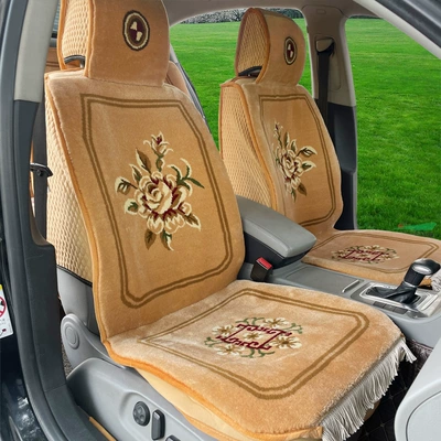 Wool Car Cushion Cashmere Blended Wool pad - camel-flower-blooms-with-wealth-big-neck-pillow-free-lumbar-support
