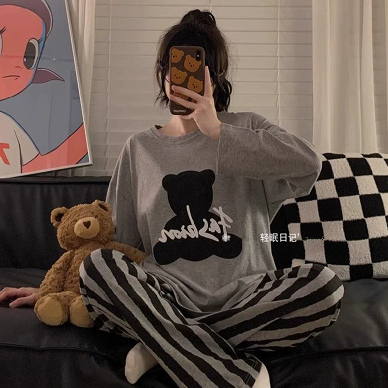 Пижама женский весенний и осенний набор интернет-красный мультфильм милые длинные рукава