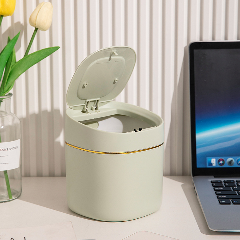 Press Small Waste Bin with Lid Office Table small size Storage Bucket Bedside Bedroom Car Mini Desktop Trash Bin