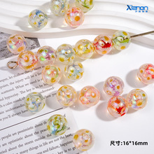 镀彩灌心印花朵菊花串珠亚克力手链diy饰品半成品手工材料配件