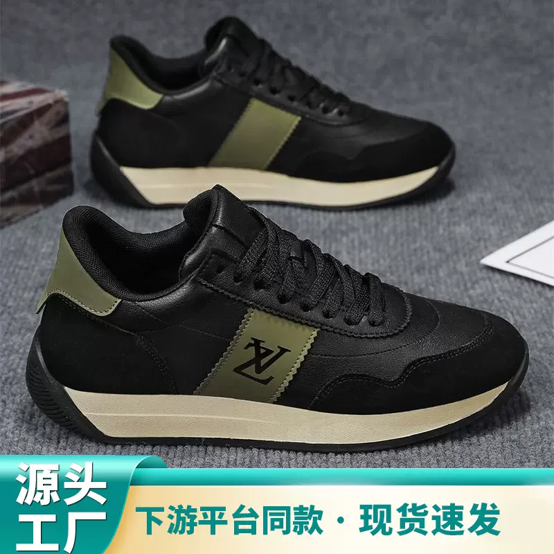 新款皮面休闲潮流板鞋软底男鞋防滑时尚百搭运动鞋休闲潮鞋