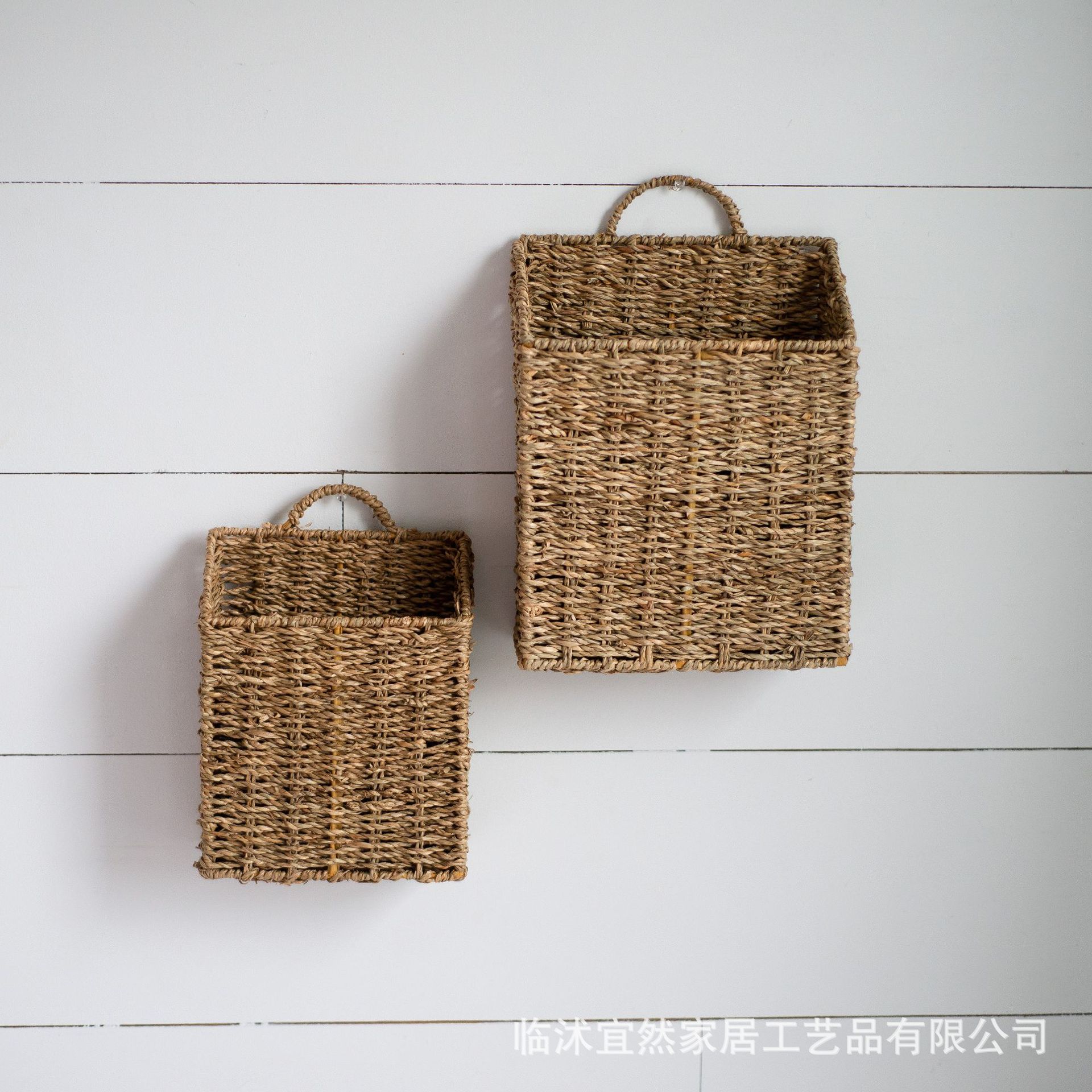 Cestas de pared de paja nórdica personalizadas tejidas a mano creativas de decoración de pared para el hogar cestas de flores colgadas de llaves cestas