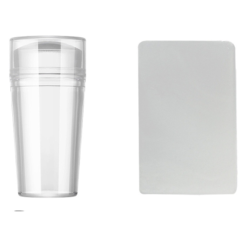 Especial transfronterizo para manicura sello de transferencia transparente 2,8 cm con tapa de manicura impresión herramienta de sello de uñas francés con raspador