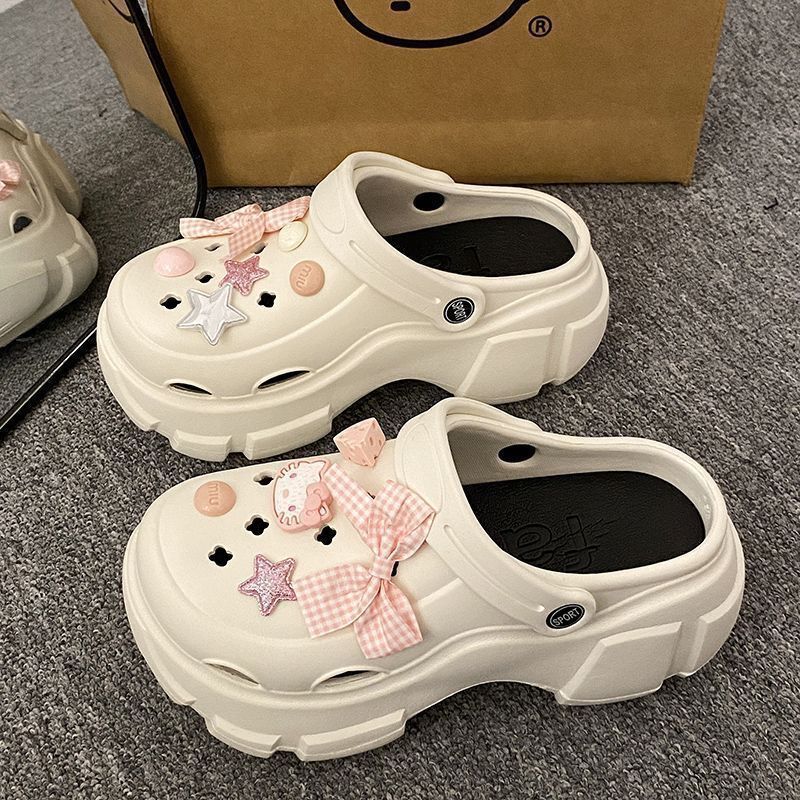 Women's Thick Sole Shoes Slippers Summer New Fashionable Home Outdoor Increased Non-Slip Baotou Ins Beach Sandals