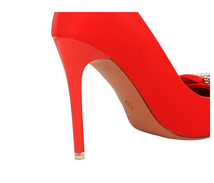 Women's Stiletto Heel Pumps Satin Pointed High Heels With Bow_voghion.com