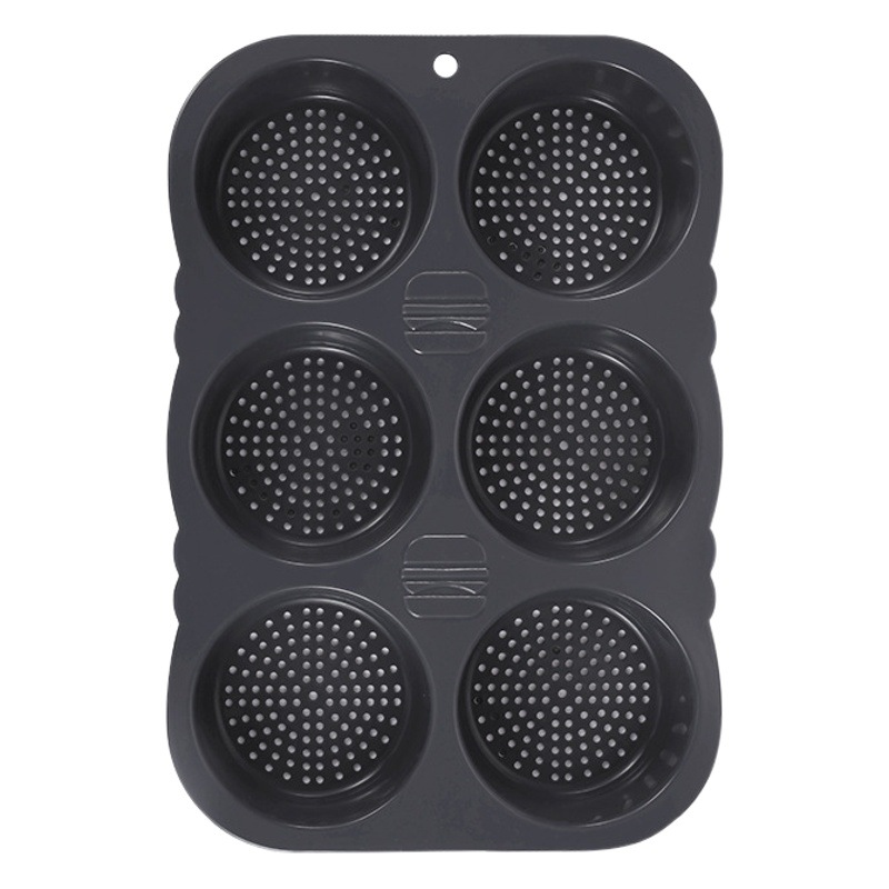 De calidad alimentaria de silicona hamburguesa pan para hornear pan redondo de 6 piezas fácil de desmoldeo herramientas de cocina para hornear