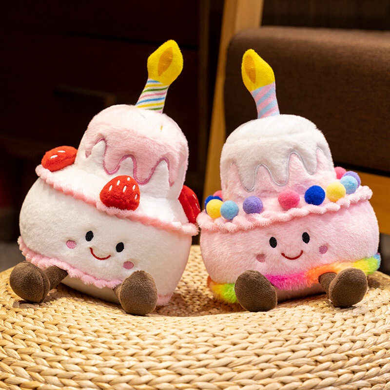 誕生日の歌を歌うケーキ人形かわいい恋人レインボーストロベリーケーキぬいぐるみ誕生日ギフト小道具|undefined