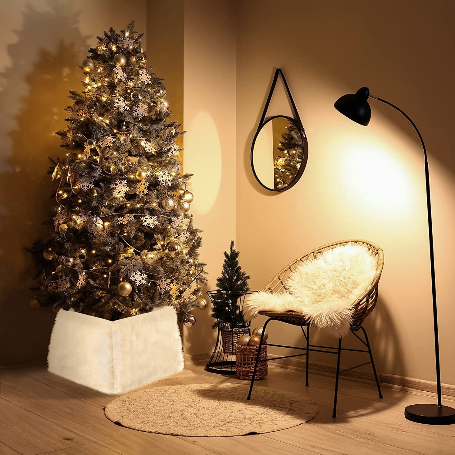 Transfronterizo nueva felpa árbol de Navidad decoración escena diseño apoyos árbol de Navidad base al por mayor