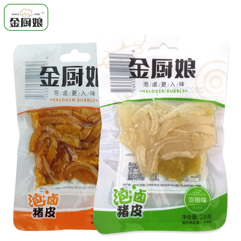 Chef Niang пропитанная свиная кожа 28 г/упак. Вкус пропитанного перца Кислый и пряный Хрустальный мясной шкура Офисные закуски