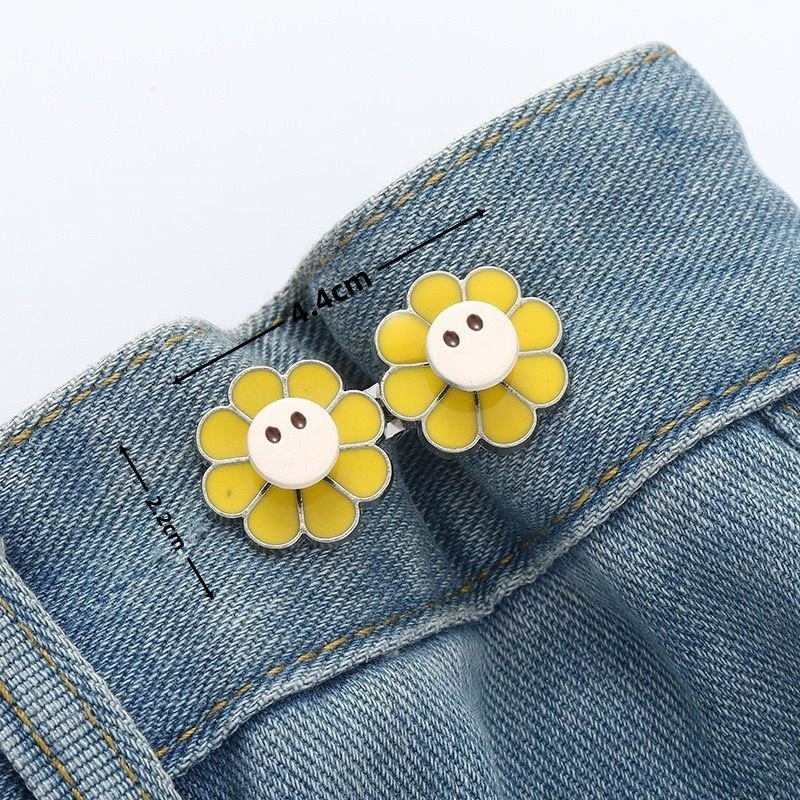 Nail-Free Removable Waist Buckle Pair, Flat-Bottom Seamless Buttons for Pants & Skirts, Assorted Designs