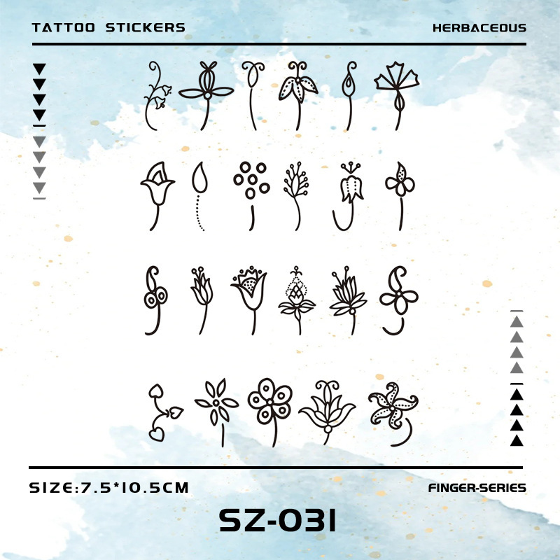 Simple Floral and Herbal Tattoo Stickers, Personalized Finger Stickers with a High-End Feel, Realistic Tattoo Color, Waterproof and Rub-Resistant, Trendy