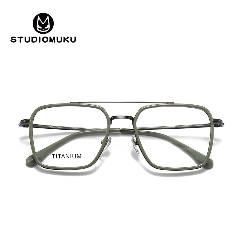 STUDIOMUKU gafas de madera cool trajes matones grandes hombres temperamento marco sólido gafas de marco de titanio puro