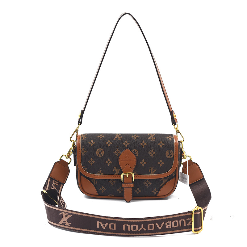 Bolso de alta calidad con textura 2025 verano nuevo bolso femenino retro color contraste bolso de hombro letra ancho bandolera