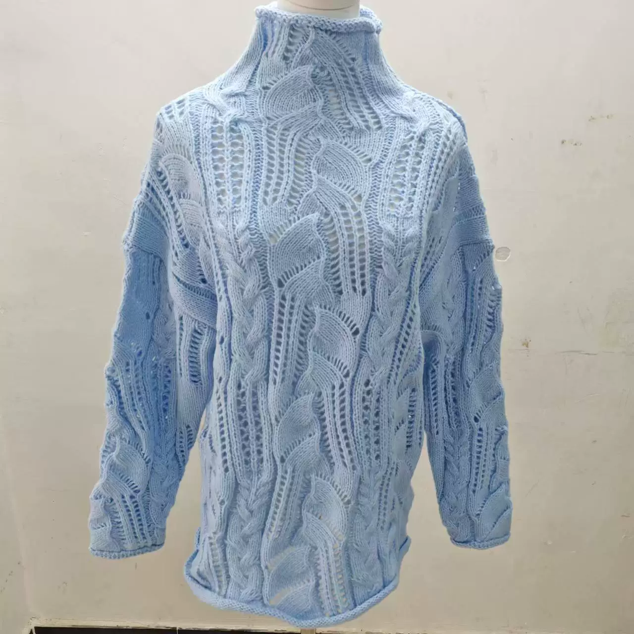 В наличии, быстрая доставка, синий, черный, абрикосовый, четыре цвета, осень/зима 2025, однотонный свитер с полувысоким воротником, ажурный вязаный свитер, базовый слой