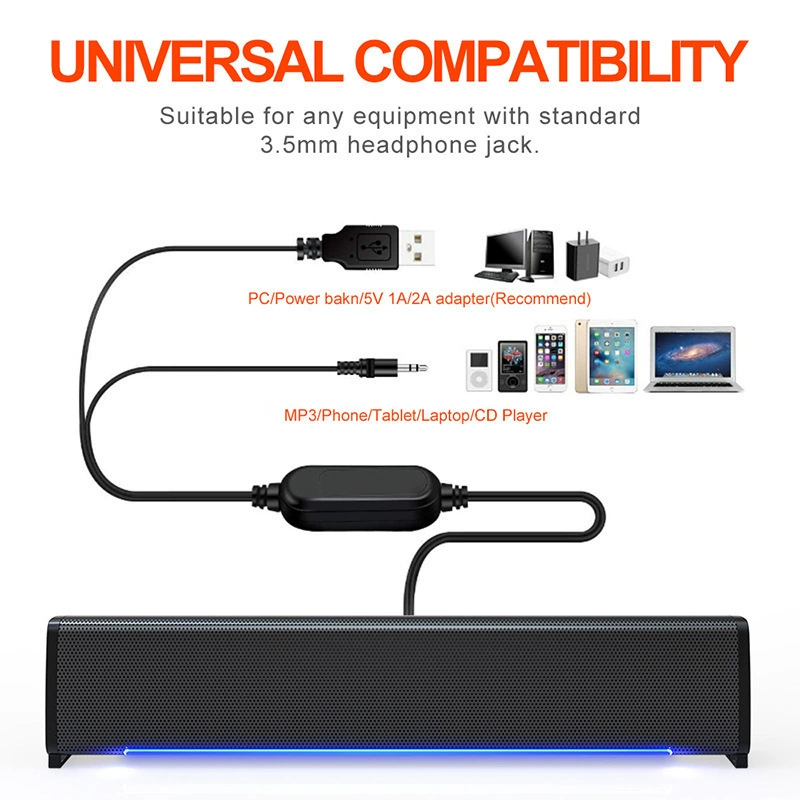 Thunder Wolf S6 long desktop computers audioper, desktop notebook USB cable light audio low -sound gun cross -border