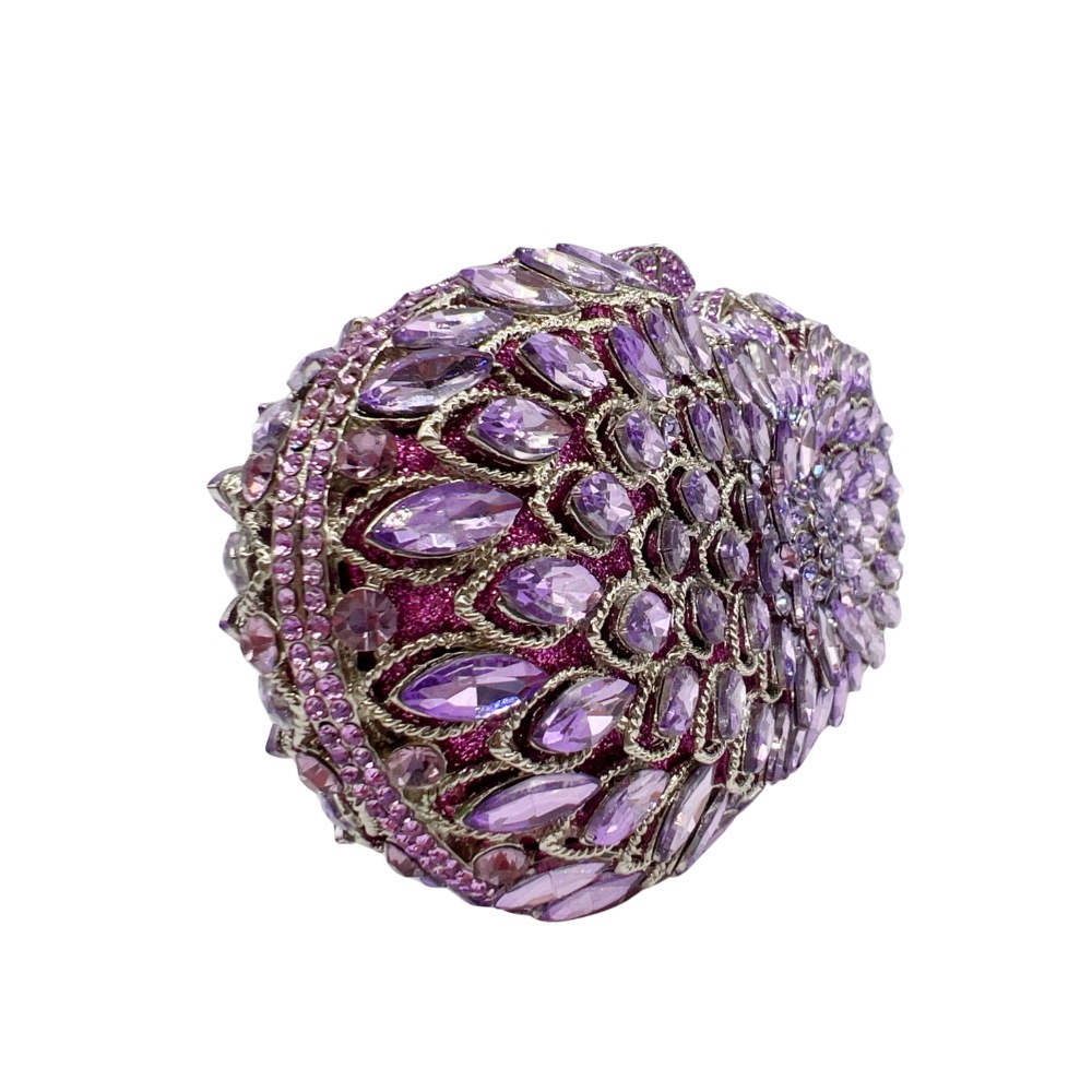 Bolsa de piedra nueva bolsa de cena de diamantes violeta hueco diamante de novia bolsa de mano bolsa de mujer bolsa de vestido