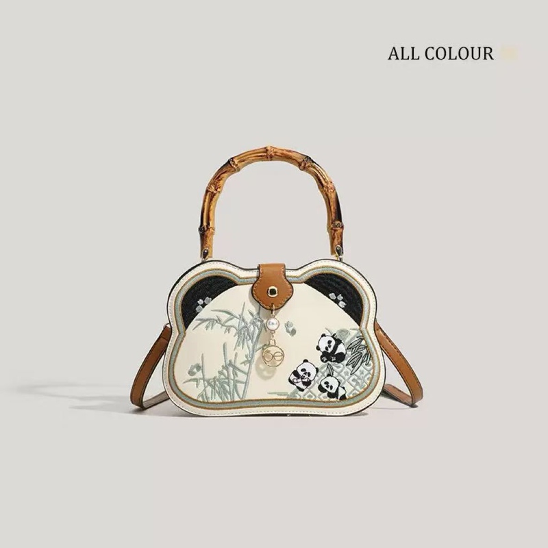 Authentic New Chinese-Style Bamboo Handbag for Women 2026 New Versatile Cute Cartoon Panda Shoulder Crossbody Handbag