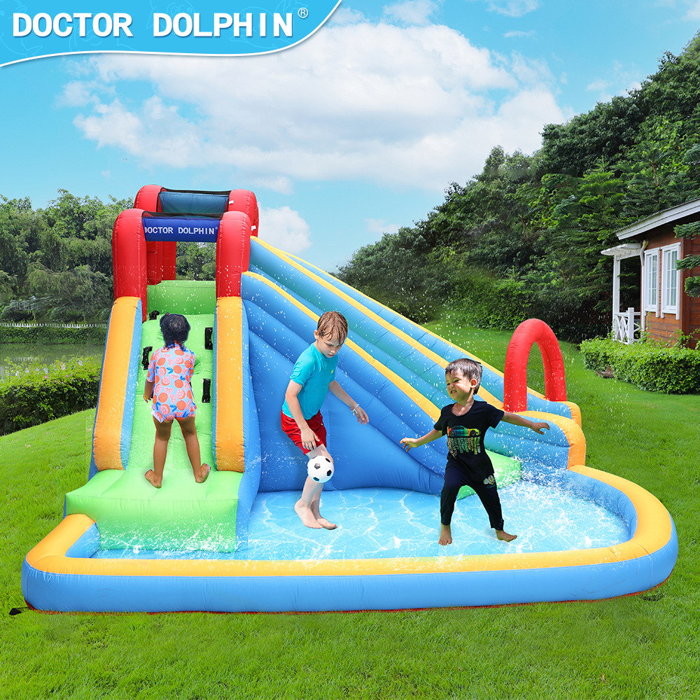 Doctor Dolphin hogar agua spray Castillo agua diapositiva Castillo hogar partido casa castillo inflable pequeño parque acuático