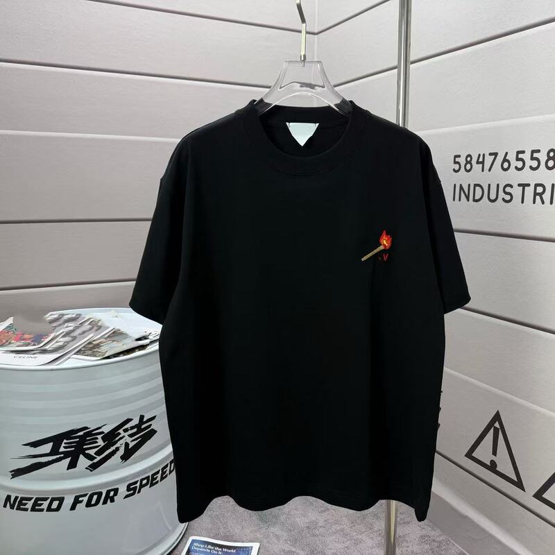 Cross-border high-end version of BV brand 2026 new model, personalized small matchstick embroidered letter logo, round-neck men's T-shirt, high-end version Cross-border high-end version of BV brand 2026 new model, personalized small matchstick embroidered letter logo, round-neck men's T-shirt, high-end version