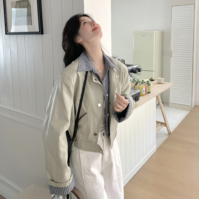 假两件拼接工装短外套女春2025新款学院风设计感小众流行上衣爆款|undefined