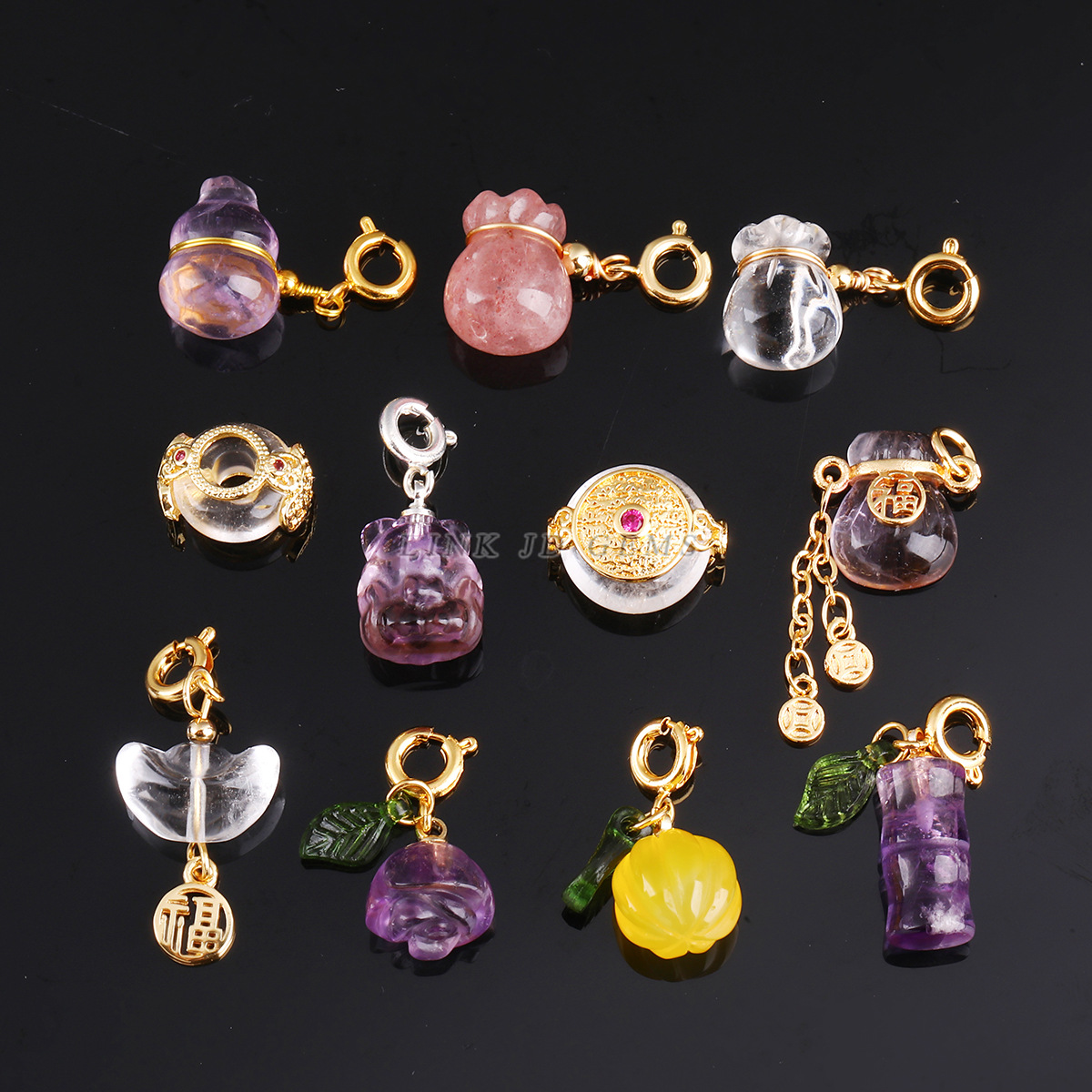 Jingyao Jewelry Natural Crystal Agate Small Drop Carved DIY Jewelry Pendant Handmade Bamboo Accessories