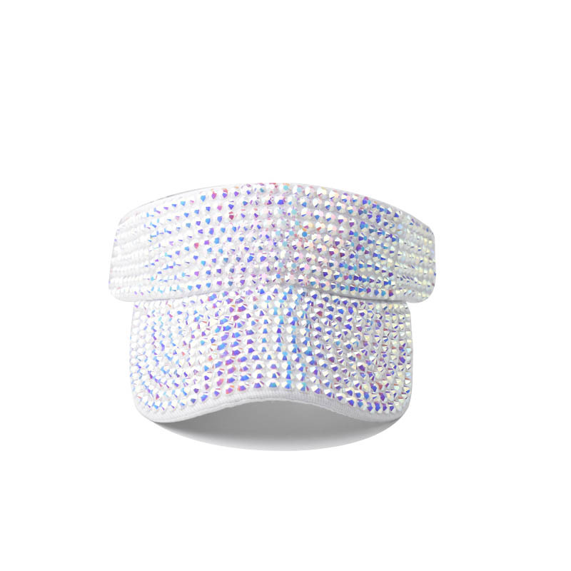 Diamante transfronterizo sombrero superior vacío casual a prueba de sol de las mujeres sombrero superior vacío verano rhinestone no-top peaked Cap drain Top Hat