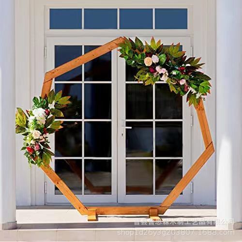 woodiness wedding Arched door rural wedding Garden decorate Septangle arch outdoors party background decorate Bracket