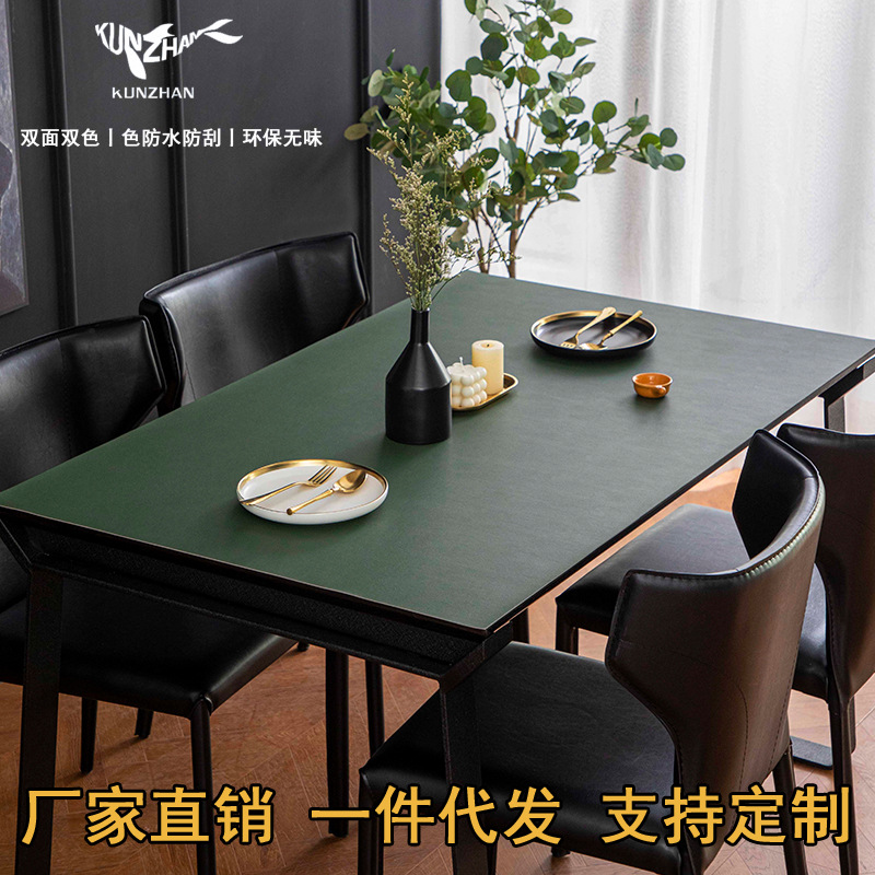 Table Cloth Waterproof and Oil-proof Nordic Coffee Table Mat Round Table Solid Color Table Mat pvc Leather Office Table Mat Cloth