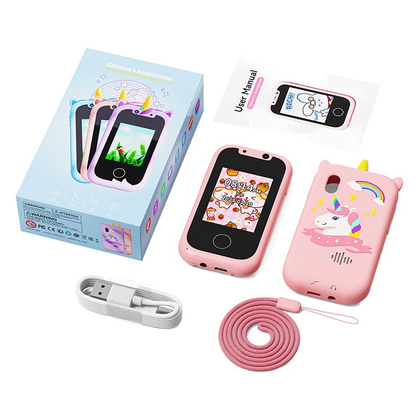 新型ダブルタッチパネル子供携帯電話ユニコーン益智早教機運動カメラスマート玩具携帯電話
