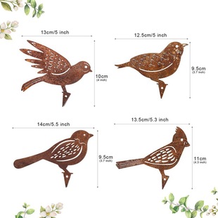 Cross-border new wrought iron garden pendant courtyard rusty four birds decorative arts and crafts outdoor ornaments