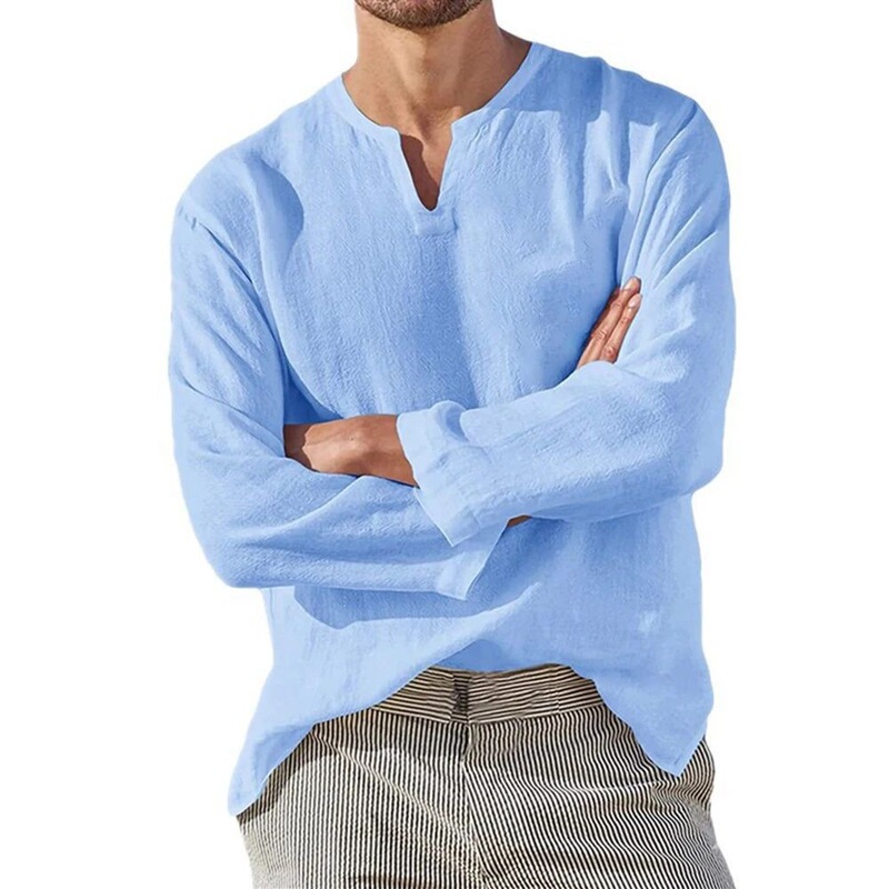 Cross-Border Cotton and Linen Long-Sleeve Men's T-Shirt Casual Loose Hollow-Out Solid Color Shirt Chinese Style White Cross-Border Cotton and Linen Long-Sleeve Men's T-Shirt Casual Loose Hollow-Out Solid Color Shirt Chinese Style White