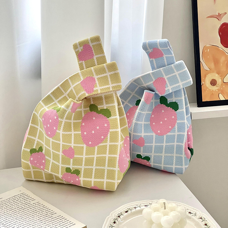 Ins nuevo bolso de mujer, bolso de punto de estilo de fruta, bolso de mano, bolso de hombro, bolso de cubo, bolso de regalo de mano