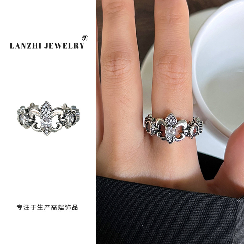 Lan Zhi 925 anillo de plata esterlina personalidad punk exagerado diseño joyería hip hop anillo abierto no desvanecimiento nicho