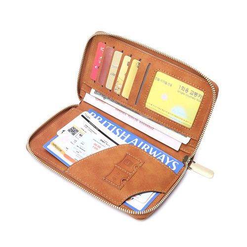 Cross-border new RFID long wallet flight documents storage travel phone wallet multi-functional zipper passport case