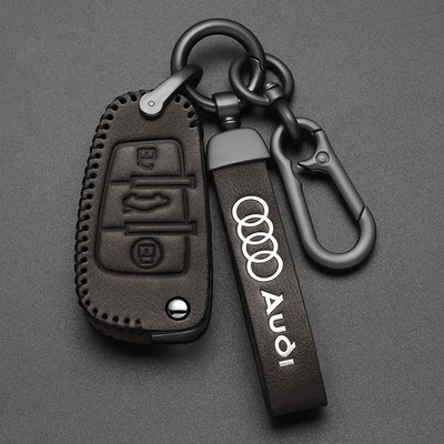key set a4l a6l q5l a3: Static Rod/Key Bag - audi-d-insert-key-brown-top-grade-cowhide