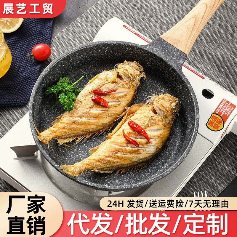 Плоская антипригарная сковорода из камня Maifan для домашнего использования, подходит для стейков, яиц, блинов, индукционной плиты, алюминиевая литая сковорода, эксклюзивно для трансграничных поставок.